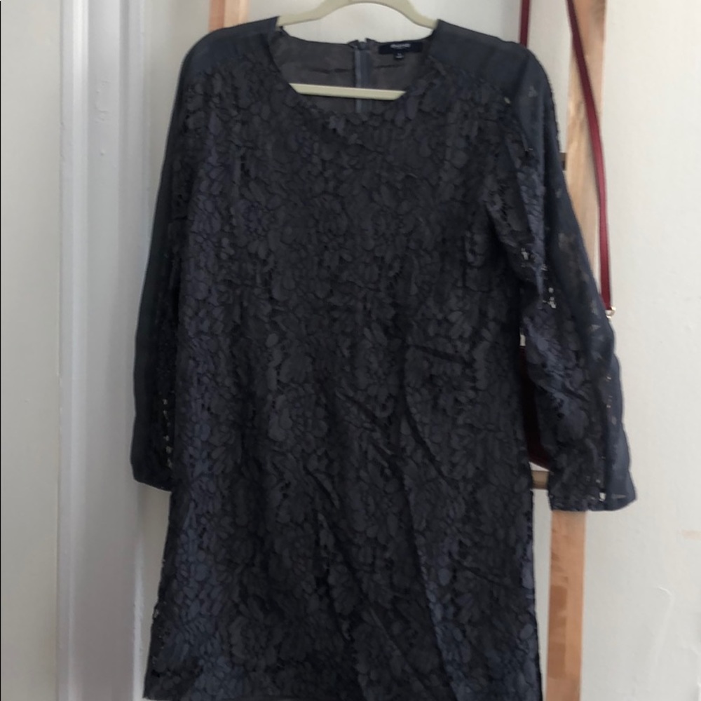 Grey//silver lace long Sleeve Madewell dress